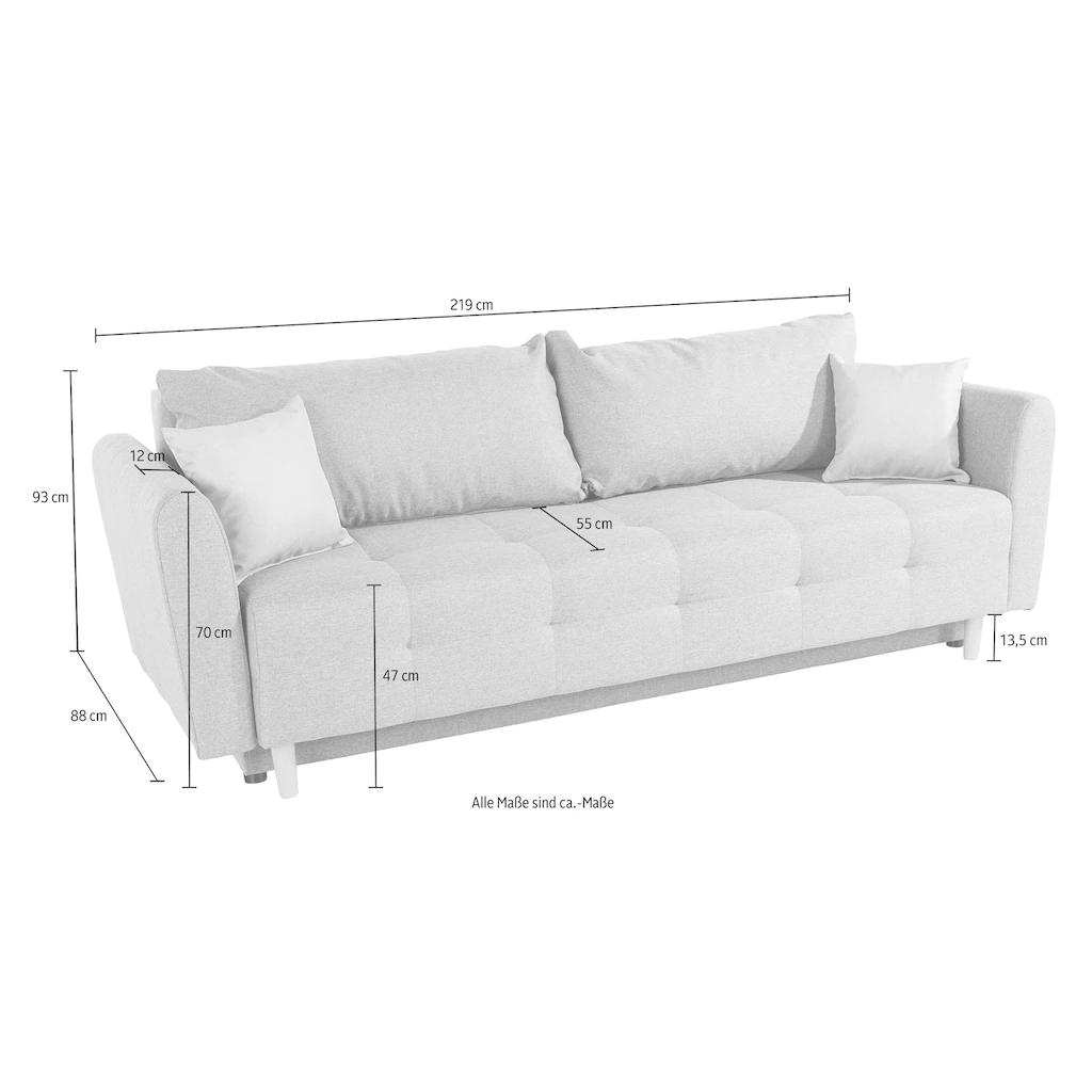 INOSIGN Schlafsofa »Nordic« inklusive Bettkasten und Zierkissen kaufen Online Shopping