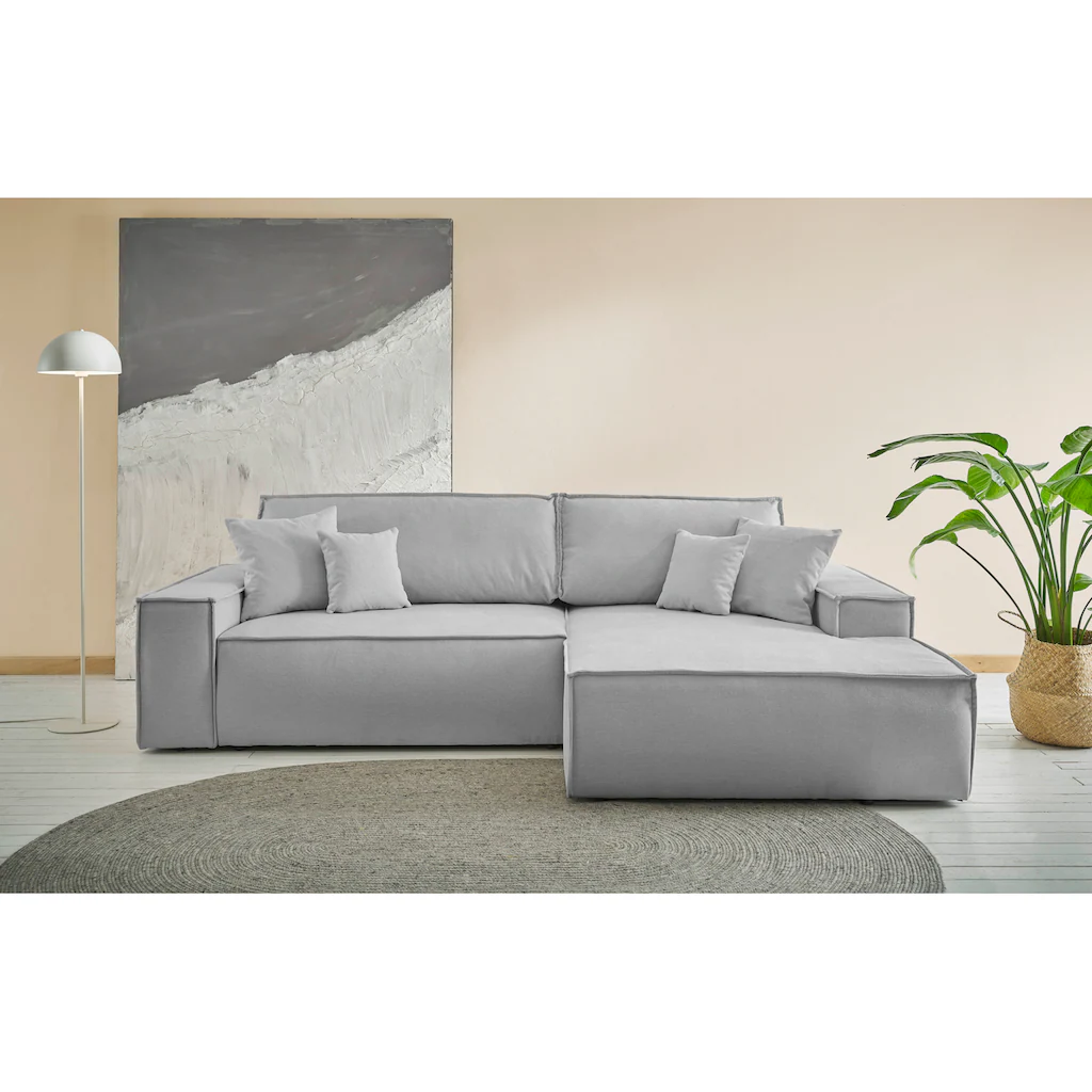 andas Ecksofa »Finnley Schlafsofa 267 cm in Bouclé u. Struktur fein L-Form « Schlaffunktion m. Bettkasten (136/210 cm) Bouclé Struktur kaufen