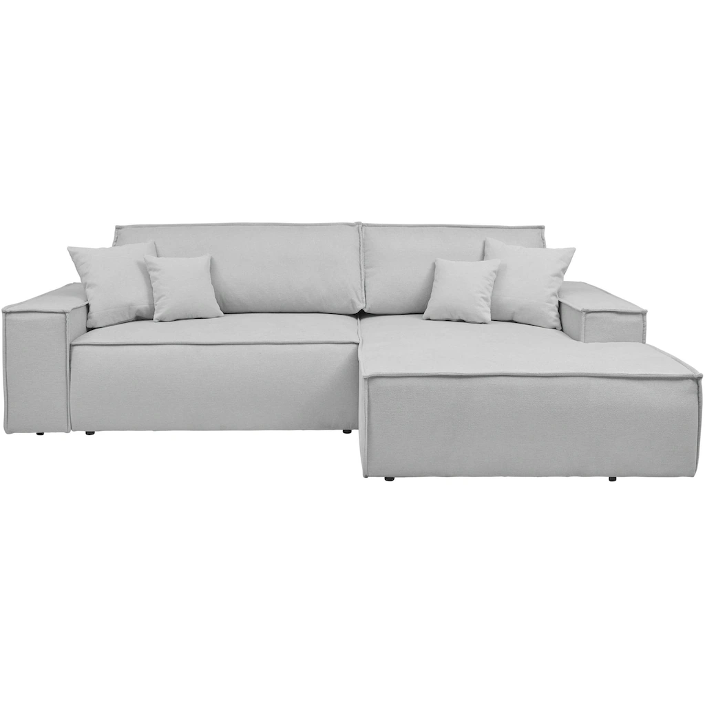 andas Ecksofa »Finnley Schlafsofa 267 cm in Bouclé u. Struktur fein L-Form « Schlaffunktion m. Bettkasten (136/210 cm) Bouclé Struktur kaufen Lagerräumung