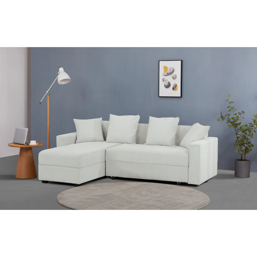 INOSIGN Ecksofa »KILLAM 217 cm L-Form mit Schlaffunktion u. Bettkasten« Recamiere rechts / links montierbar in Cord und Webstoff kaufen