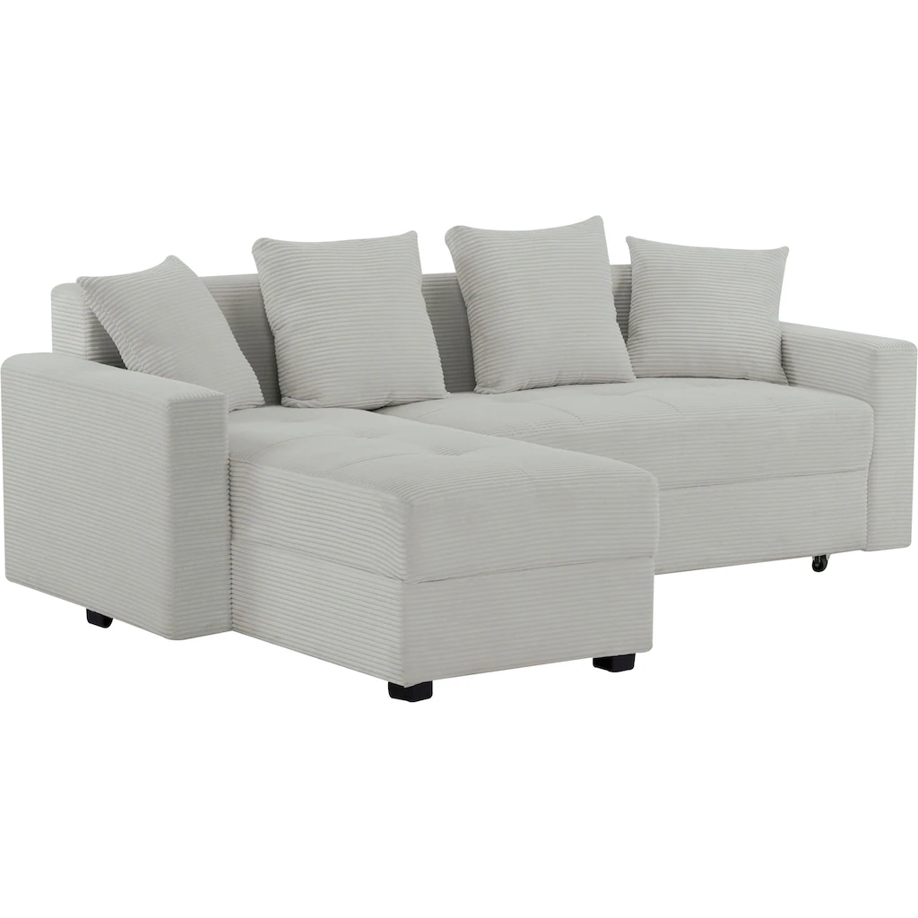 INOSIGN Ecksofa »KILLAM 217 cm L-Form mit Schlaffunktion u. Bettkasten« Recamiere rechts / links montierbar in Cord und Webstoff kaufen Heißer Verkauf
