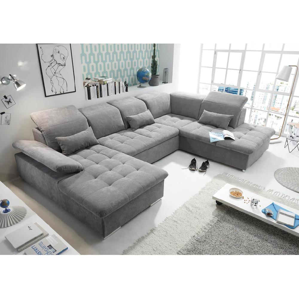 ED EXCITING DESIGN Wohnlandschaft Wayne mit Bettfunktion Bettkasten und Nierenkissen. 1 Armteil- und 5 Kopfteilverstellungen kaufen