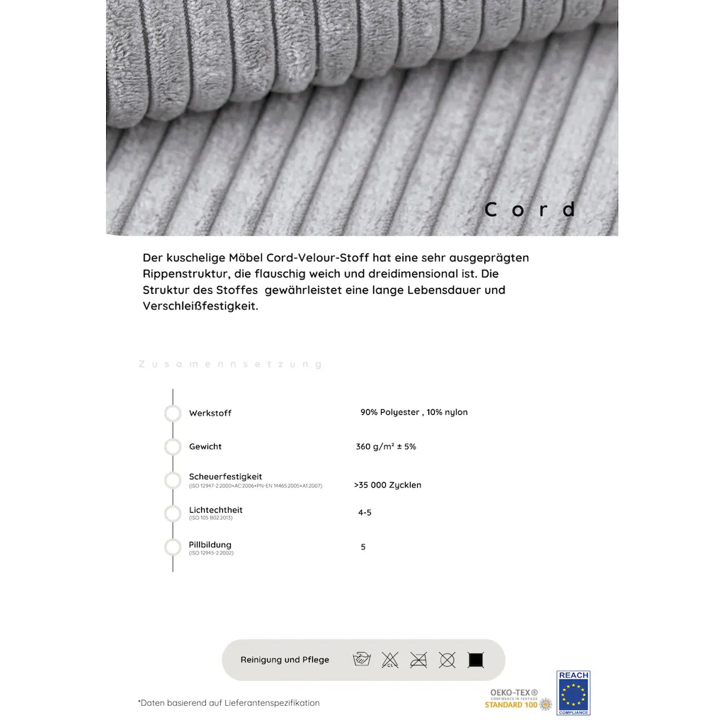 Home affaire Big-Sofa »Soft&Cosy XXL - Breite 303 cm« Mega-Sofa in Cord Federkern-Polsterung kaufen VIP-Rabatte