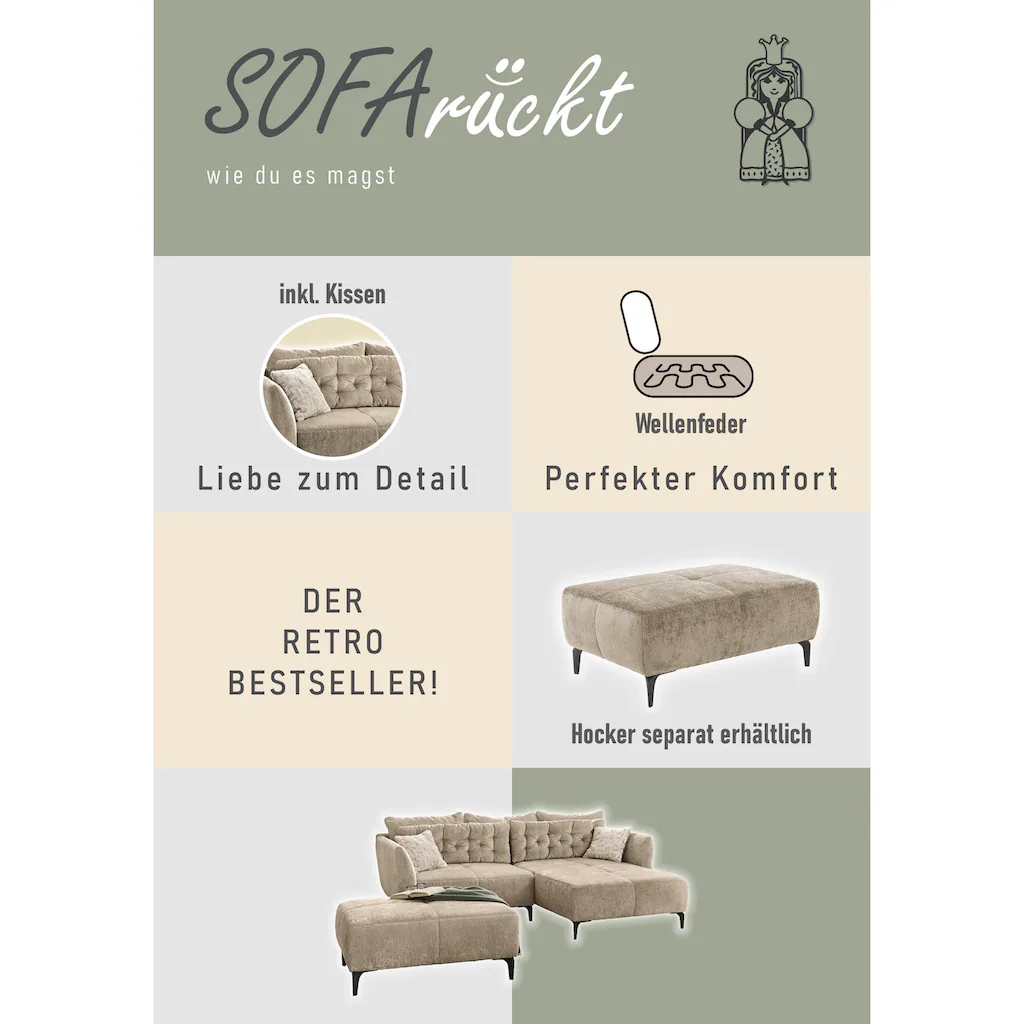 Jockenhöfer Gruppe Ecksofa Salo im Retrolook mit 5 Rücken-/Zierkissen kaufen Wochenangebot