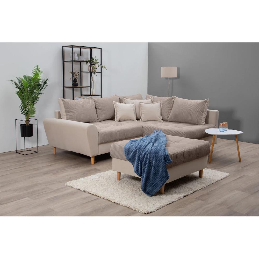 Home affaire Ecksofa »Rice L-Form« (Set mit Hocker) Ecksofa Rückenkissen ottomane beidseitig montierbar Bonnelfederkern kaufen