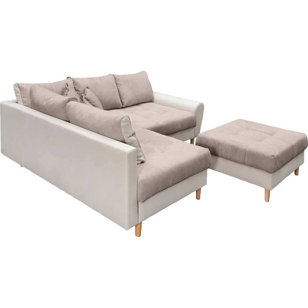 Home affaire Ecksofa »Rice L-Form« (Set mit Hocker) Ecksofa Rückenkissen ottomane beidseitig montierbar Bonnelfederkern kaufen Neueste Stile