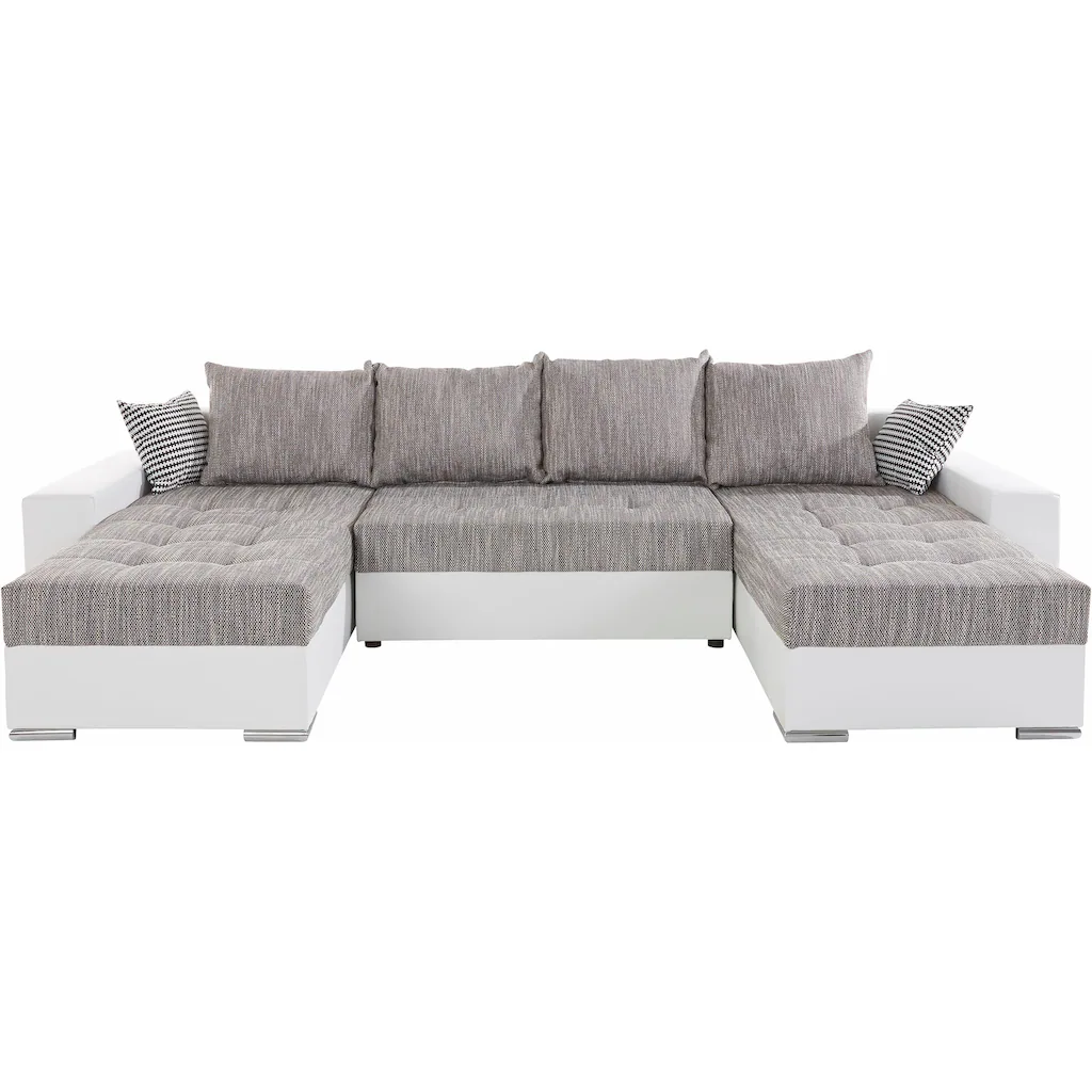 COLLECTION AB Wohnlandschaft »XL-Josy U-Form Breite 313 cm Kunstleder-Mix Microfaser« inkl. Bettfunktion Bettkasten mit 4 gleich großen Rückenkissen kaufen Letzte 2 Tage