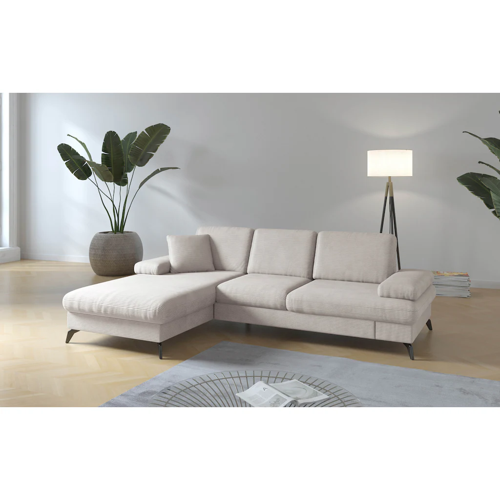 sit&more Ecksofa »Morris Jubi L-Form inklusive XXL-Liegefläche bzw. Schlaffunktion« Bettfunktion Armteilverstellung und 1 Zierkissen kaufen