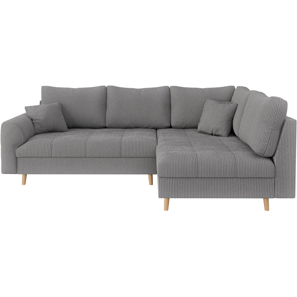 Home affaire Ecksofa »CHARRE incl. 3 Zierkissen« L-Form feine Steppung lose Rückenkissen auch in Cord und Bouclé kaufen Zeitbegrenzte Promotion