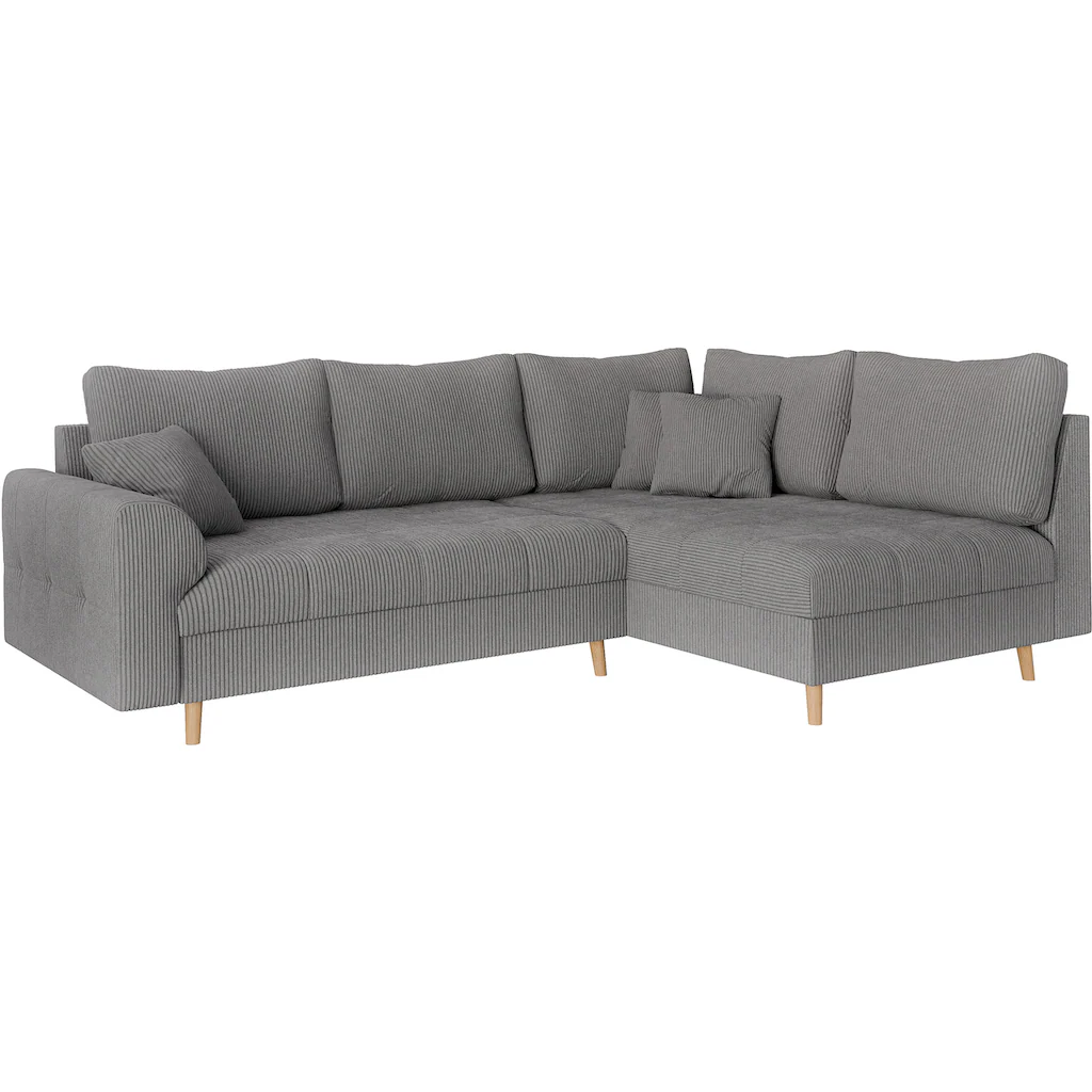Home affaire Ecksofa »CHARRE incl. 3 Zierkissen« L-Form feine Steppung lose Rückenkissen auch in Cord und Bouclé kaufen Zeitbegrenzte Promotion