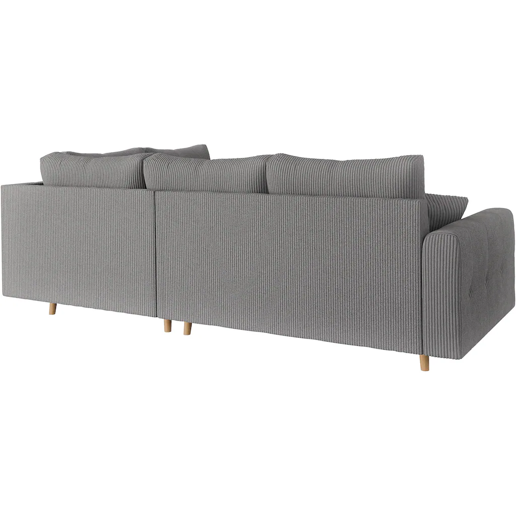 Home affaire Ecksofa »CHARRE incl. 3 Zierkissen« L-Form feine Steppung lose Rückenkissen auch in Cord und Bouclé kaufen Zeitbegrenzte Promotion