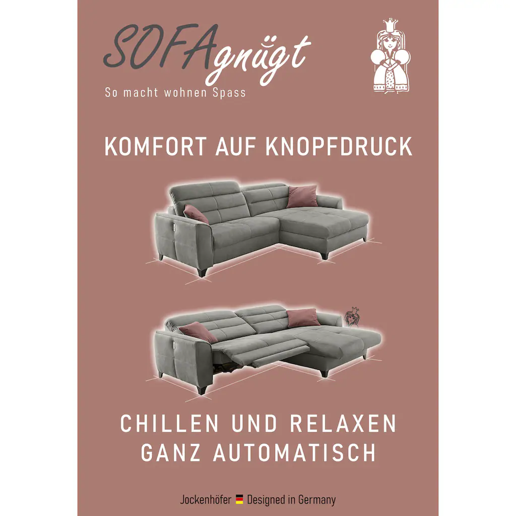 Jockenhöfer Gruppe Ecksofa »Double One L-Form« mit 2x 120cm breiten elektromotorischen Relaxfunktionen kaufen Discount Store für neue Produkte