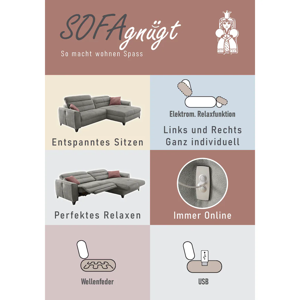 Jockenhöfer Gruppe Ecksofa »Double One L-Form« mit 2x 120cm breiten elektromotorischen Relaxfunktionen kaufen Discount Store für neue Produkte