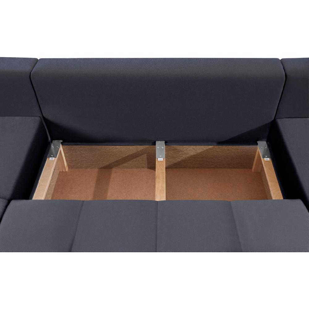 COLLECTION AB Wohnlandschaft »XL-Josy U-Form Breite 313 cm Flachgewebe Struktur Kunstleder« inkl. Bettfunktion Bettkasten mit 4 gleich großen Rückenkissen kaufen 50% Rabatt mit kostenlosem Versand