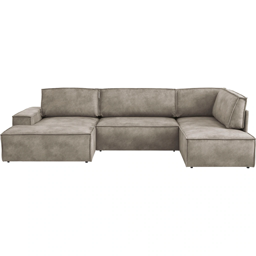 Home affaire Wohnlandschaft »SHERWOOD XXL 329 cm U-Form Schlafsofa « Schlaffunktion m. Bettkasten (194x139 cm) Cord Vintage Samtvelours kaufen zollfrei