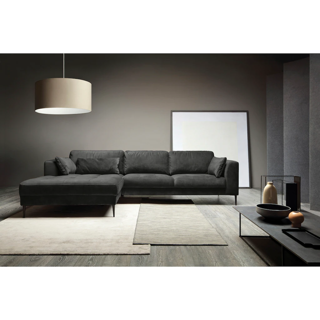 TRENDMANUFAKTUR Ecksofa »Luzi wahlweise mit Schlaffunktion und Bettkasten bestellbar L-Form« Designsofa mit tollem Sitzkomfort Metallfüße schwarz Breite 280 cm kaufen