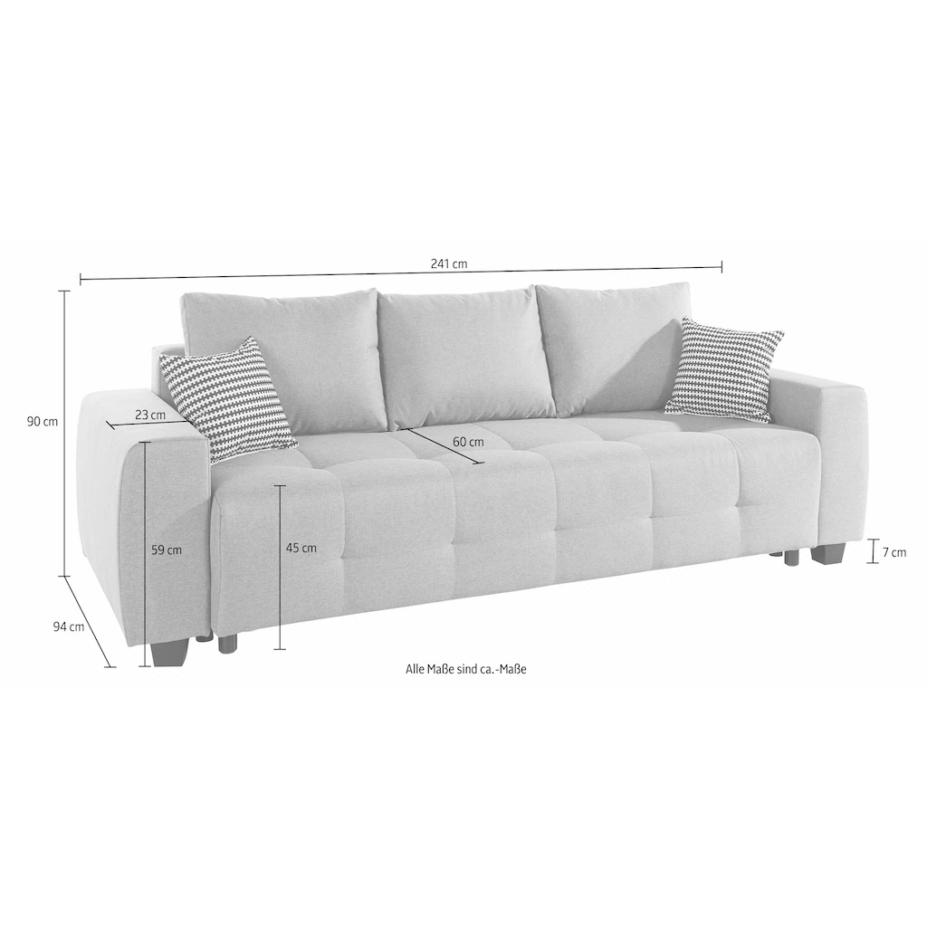 COLLECTION AB Schlafsofa »Bella« mit Bettfunktion und Bettkasten inkl. loser Rücken- und Zierkissen kaufen Hotsell