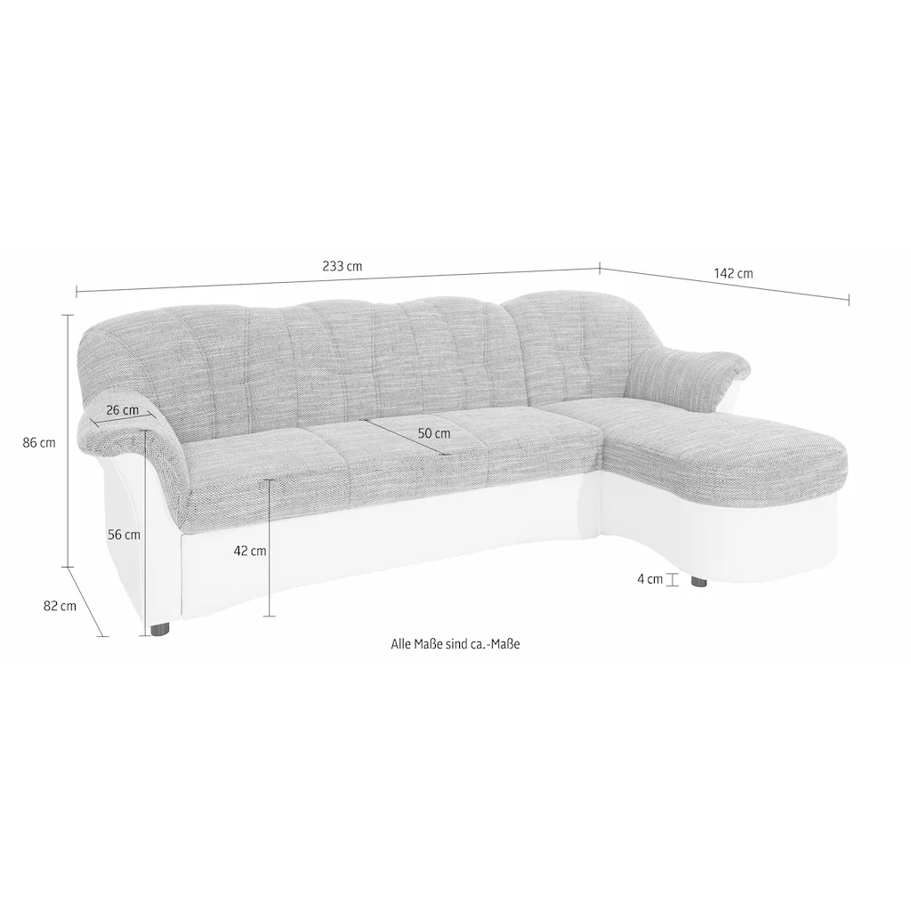 DOMO collection Ecksofa »Flores Schlafsofa B/T/H: 233/142/86 cm L-Form« wahlweise mit Bettfunktion wahlweise mit Federkern auch in Leder kaufen im Angebot