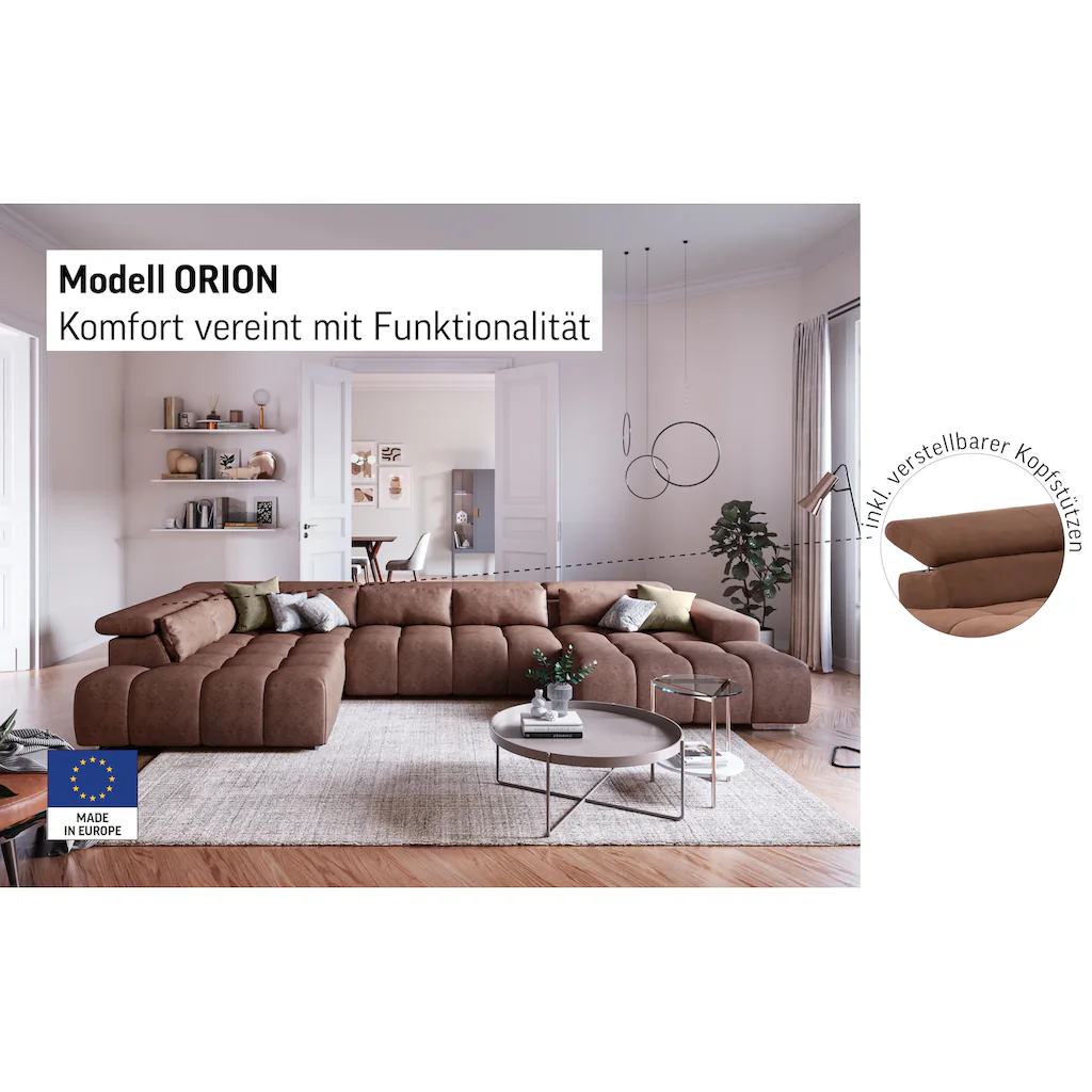 COTTA Wohnlandschaft »Orion U-Form« inkl. Kopfteilverstellung und Nierenkissen Kostenloser Versand