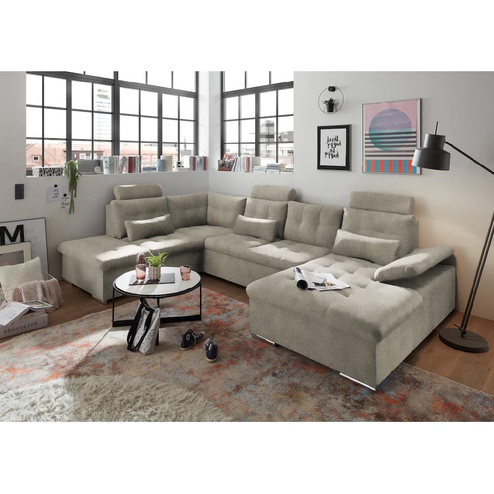 ED EXCITING DESIGN Wohnlandschaft Jakarta mit Bettfunktion Bettkasten Kopfstützen Nierenkissen kaufen