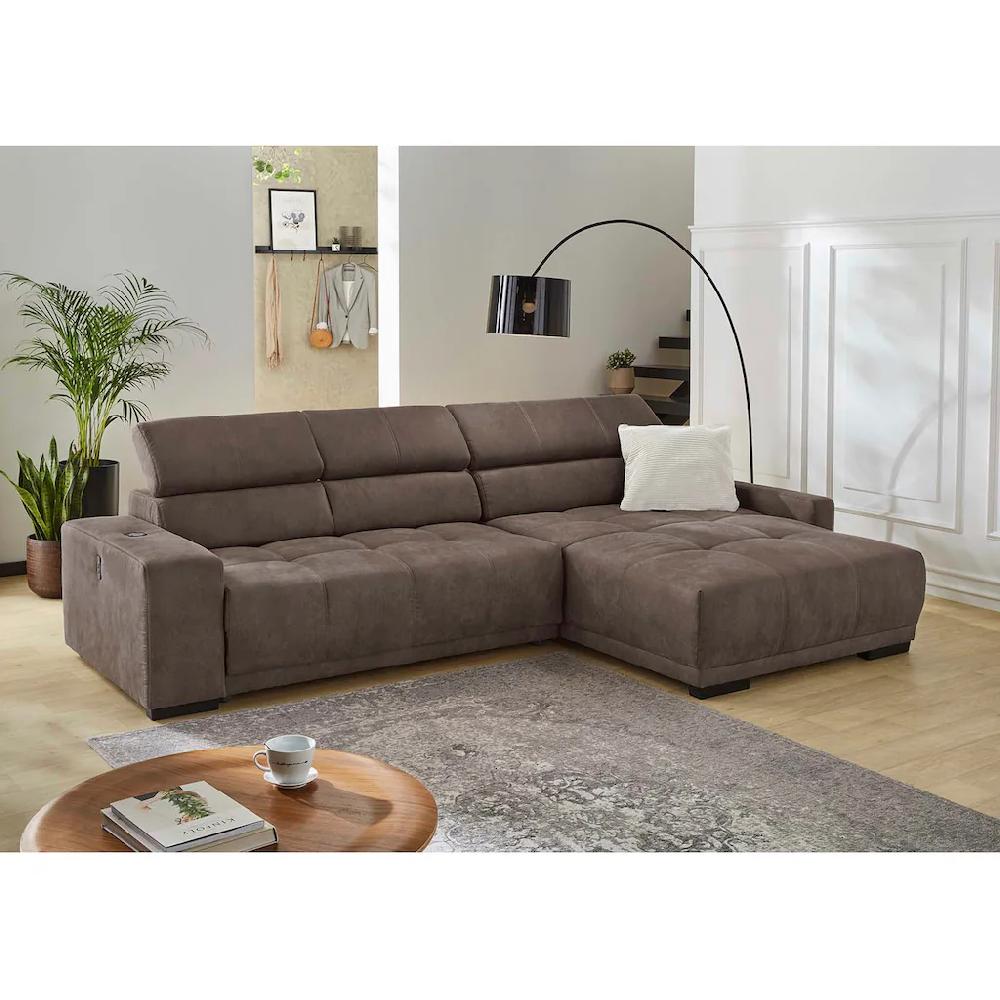 Jockenhöfer Gruppe Ecksofa »Le Mans L-Form mit elektromotorischer Sitztiefenverstellung (30 cm)« und induktiver Lademöglichkeit + USB A und C verstellbare Kopfstützen kaufen