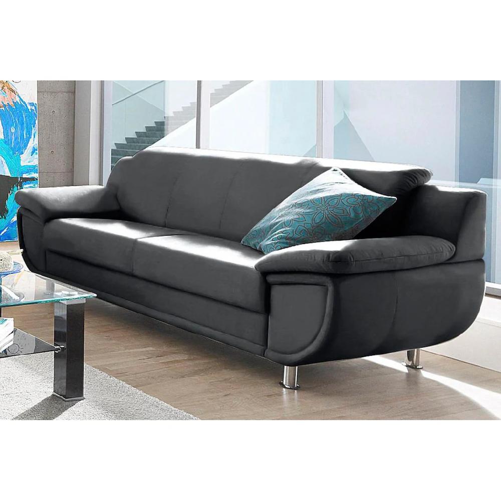 TRENDMANUFAKTUR 3-Sitzer »Rondo Breite 207 cm breite Armlehnen Füße chromfarben« Big-Sofa wahlweise mit Federkern in verschiedenen Bezügen bestellbar kaufen