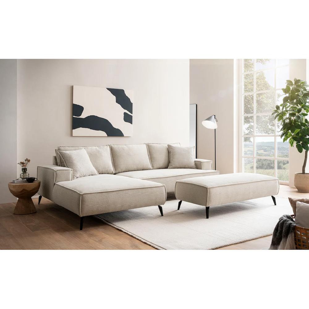 andas Ecksofa »TVINNU L-Form in Cord Sofa« wahlweise Ottomane rechts/links schwarze Füße bequemer Sitzkomfort kaufen Cyber Monday