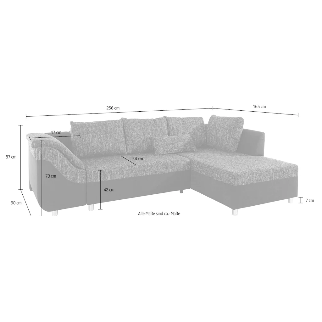 COLLECTION AB Ecksofa »Sally L-Form« mit und ohne Bettfunktion inklusive loser Rücken- und Zierkissen kaufen Vatertagsangebot
