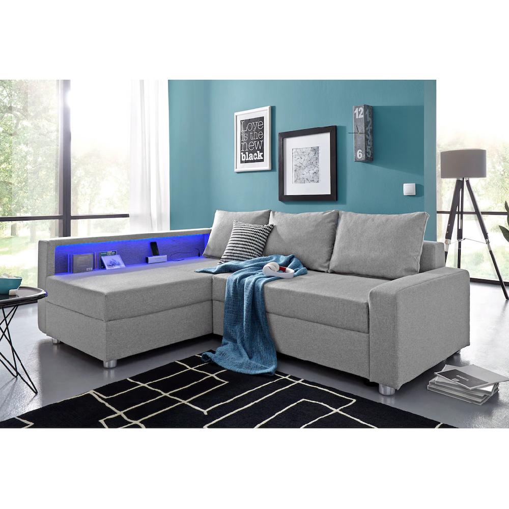 COLLECTION AB Ecksofa mit RGB-LED-Beleuchtung und USB-Port