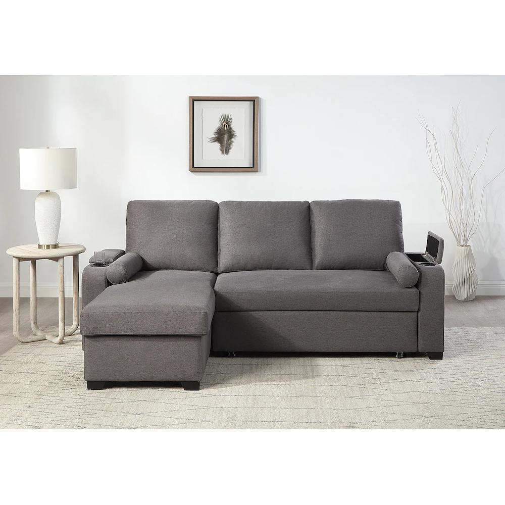 ATLANTIC home collection Ecksofa »Gorje L-Form« mit Schlaffunktion Stauraum Becherhalter Staufächer & Kissenrollen