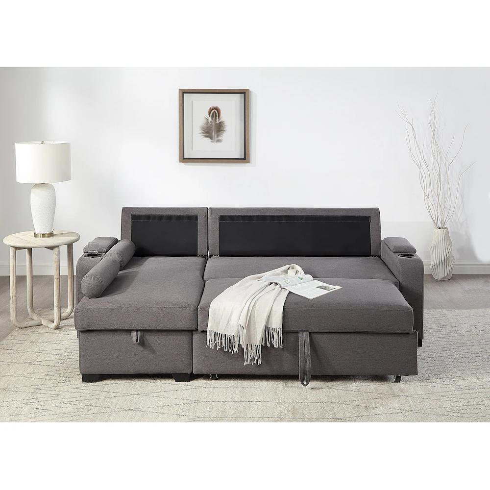 ATLANTIC home collection Ecksofa »Gorje L-Form« mit Schlaffunktion Stauraum Becherhalter Staufächer & Kissenrollen Riesige Ersparnisse