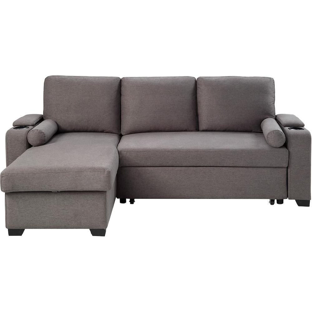 ATLANTIC home collection Ecksofa »Gorje L-Form« mit Schlaffunktion Stauraum Becherhalter Staufächer & Kissenrollen Riesige Ersparnisse