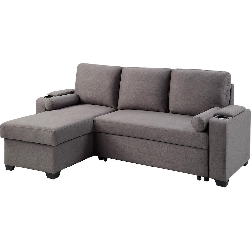 ATLANTIC home collection Ecksofa »Gorje L-Form« mit Schlaffunktion Stauraum Becherhalter Staufächer & Kissenrollen Riesige Ersparnisse