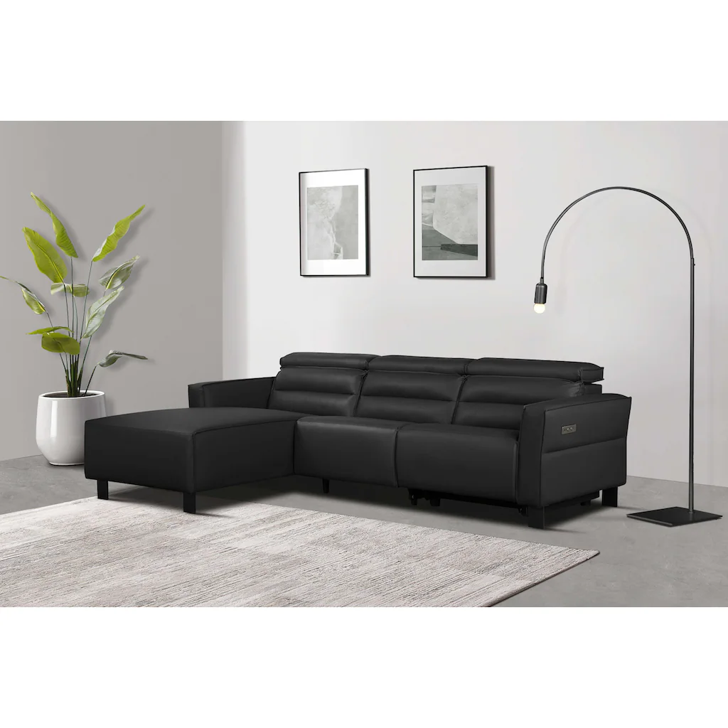 Places of Style Ecksofa »Carpari L-Form 263 cm mit manueller o. elektrischer Relaxfunktion« und USB/ Kopfteilverstellg kaufen