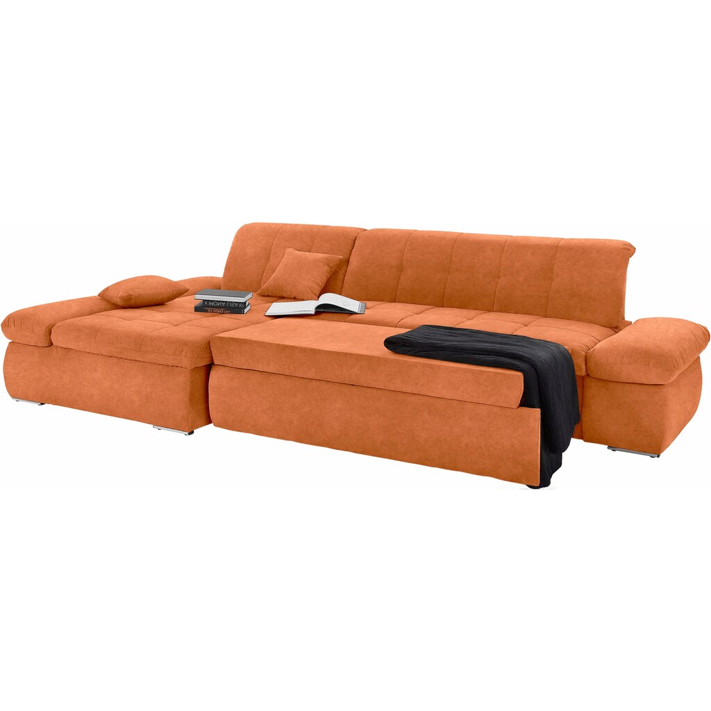 DOMO collection Ecksofa »NMoric XXL B/T/H: 300/172/80cm Revamierenabschluss L-Form« wahlweise mit Bettfunktion und Armlehnverstel lung kaufen Bis zu 60% Rabatt