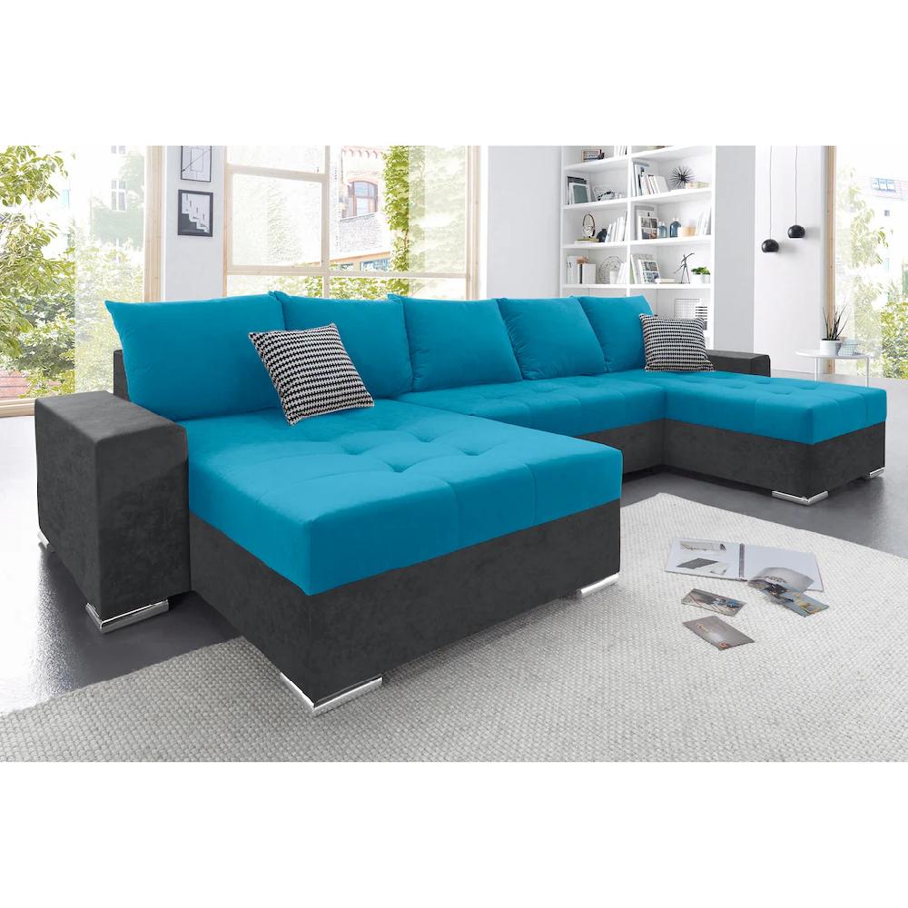 COLLECTION AB Wohnlandschaft »XXL-Josy U-Form Breite 333 cm mit 2 Recamieren 77 & 79 cm« inkl. Bettfunktion Bettkasten mit 5 gleich großen Rückenkissen kaufen