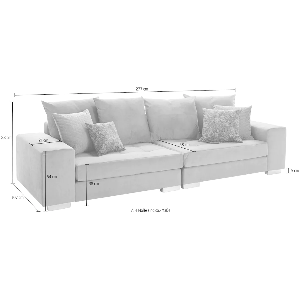 INOSIGN Big-Sofa »Vale« mit Steppung im Sitzbereich Federkern und Zierkissen kaufen Fabrikladen