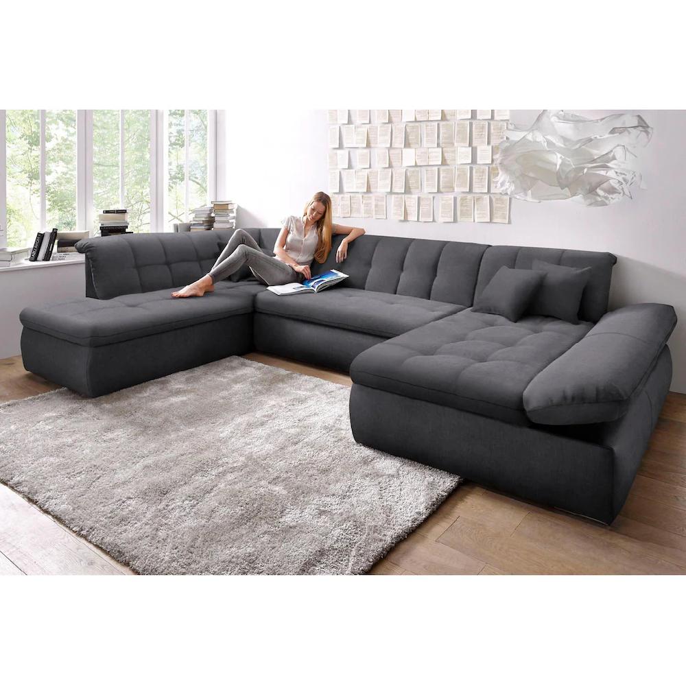 DOMO collection Wohnlandschaft »NMoric im XXL-Format B/T/H: 353/216/80 cm incl. Zierkissen U-Form« kaufen Schlussverkauf
