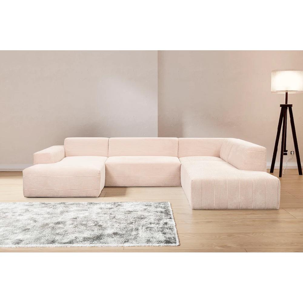 WERK2 Wohnlandschaft »Zeus U-Form« Curvy Trend Wohnlandschaft mit urbaner Optik auch in weichem Cord kaufen