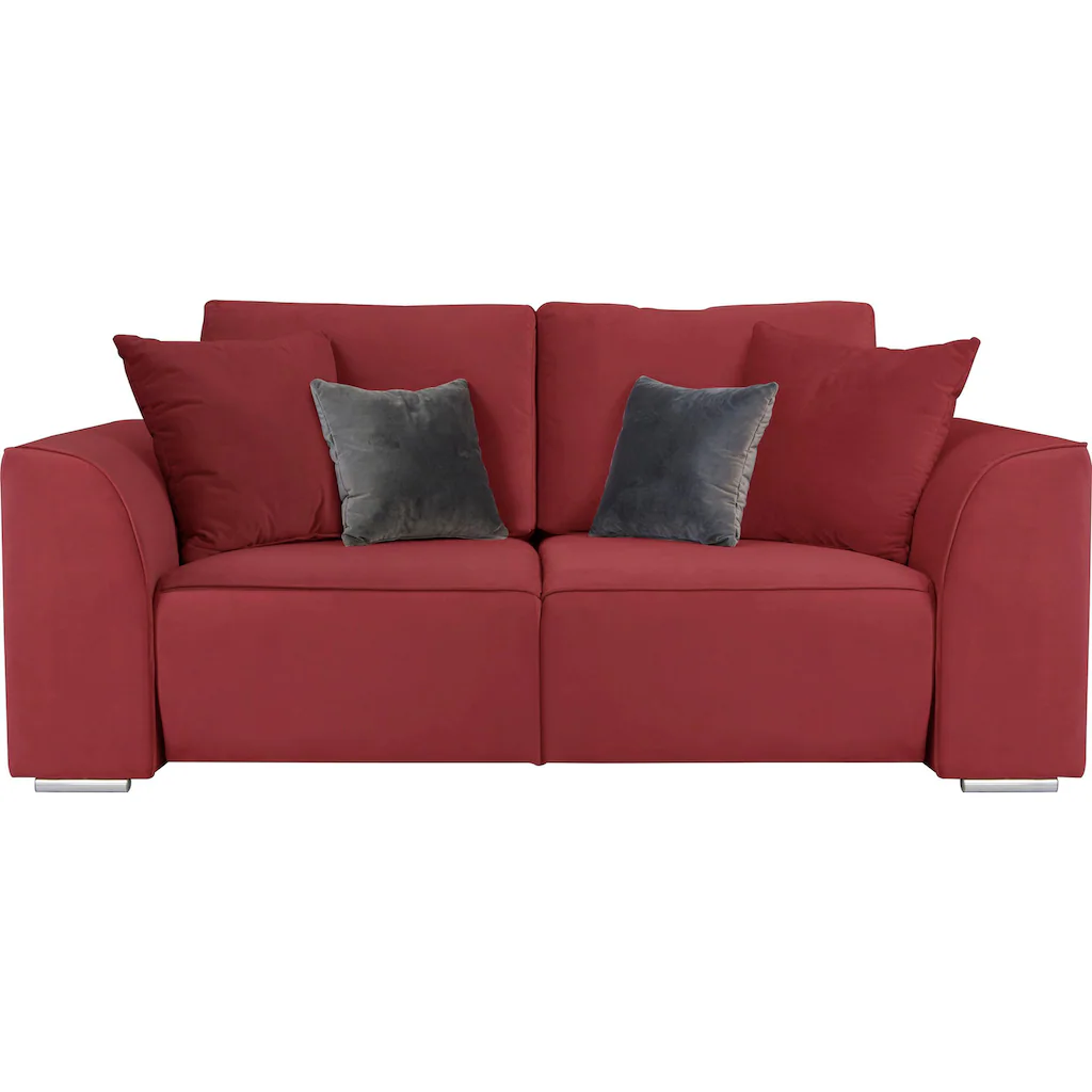 INOSIGN 2-Sitzer »BEATRICE erhältlich in trendigen Stoffoptionen B/T/H: 143/73/92 cm« In hochwertiger Verarbeitung incl. 2 großen Zierkissen in Korpusfarbe Osterangebot