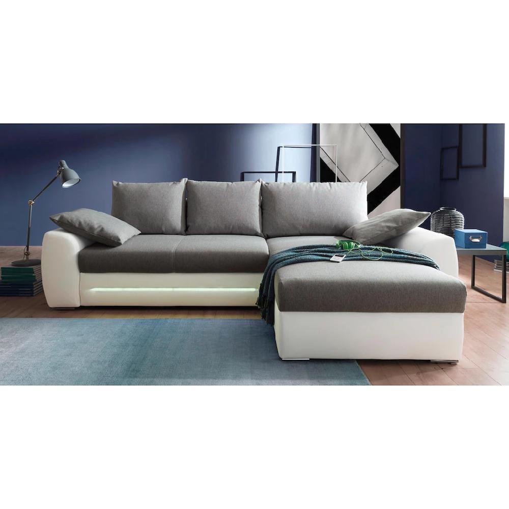 Jockenhöfer Gruppe Ecksofa Basel inklusive LED-Beleuchtung mit Bettfunktion und Bettkasten kaufen Neueste Mode