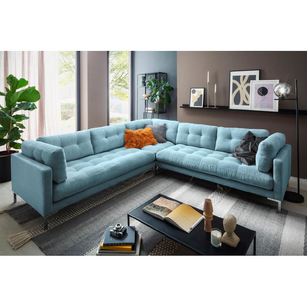 Trends by HG Wohnlandschaft »Landau U-Form« in Cord-Stoff mit Metallfuß kaufen