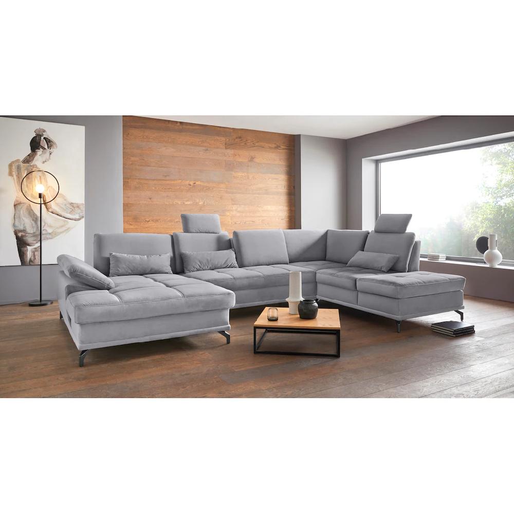 Places of Style Wohnlandschaft »Costello U-Form mit Sitztiefenverstellung Armteilverstellung und« 3 Nierenkissen optional Bettfunktion und Bettkasten kaufen