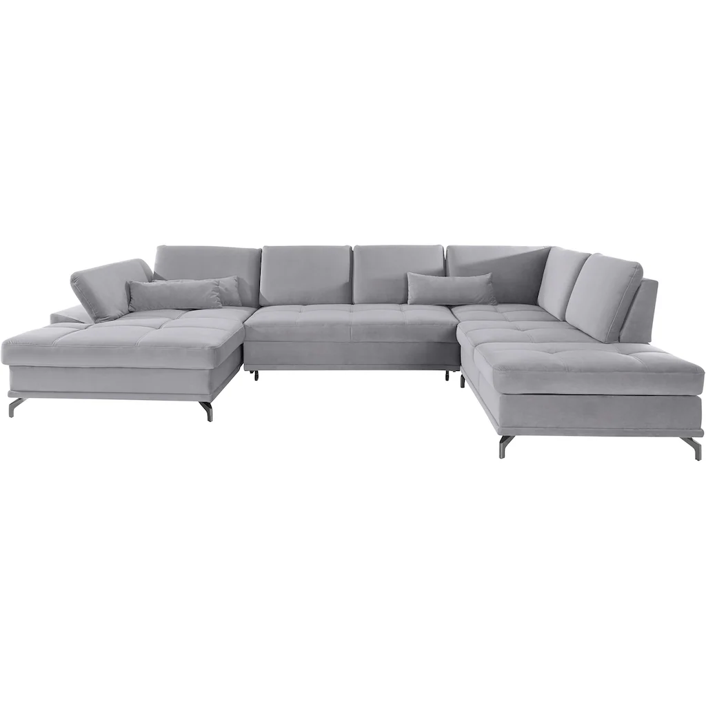 Places of Style Wohnlandschaft »Costello U-Form mit Sitztiefenverstellung Armteilverstellung und« 3 Nierenkissen optional Bettfunktion und Bettkasten kaufen Räumungsverkauf