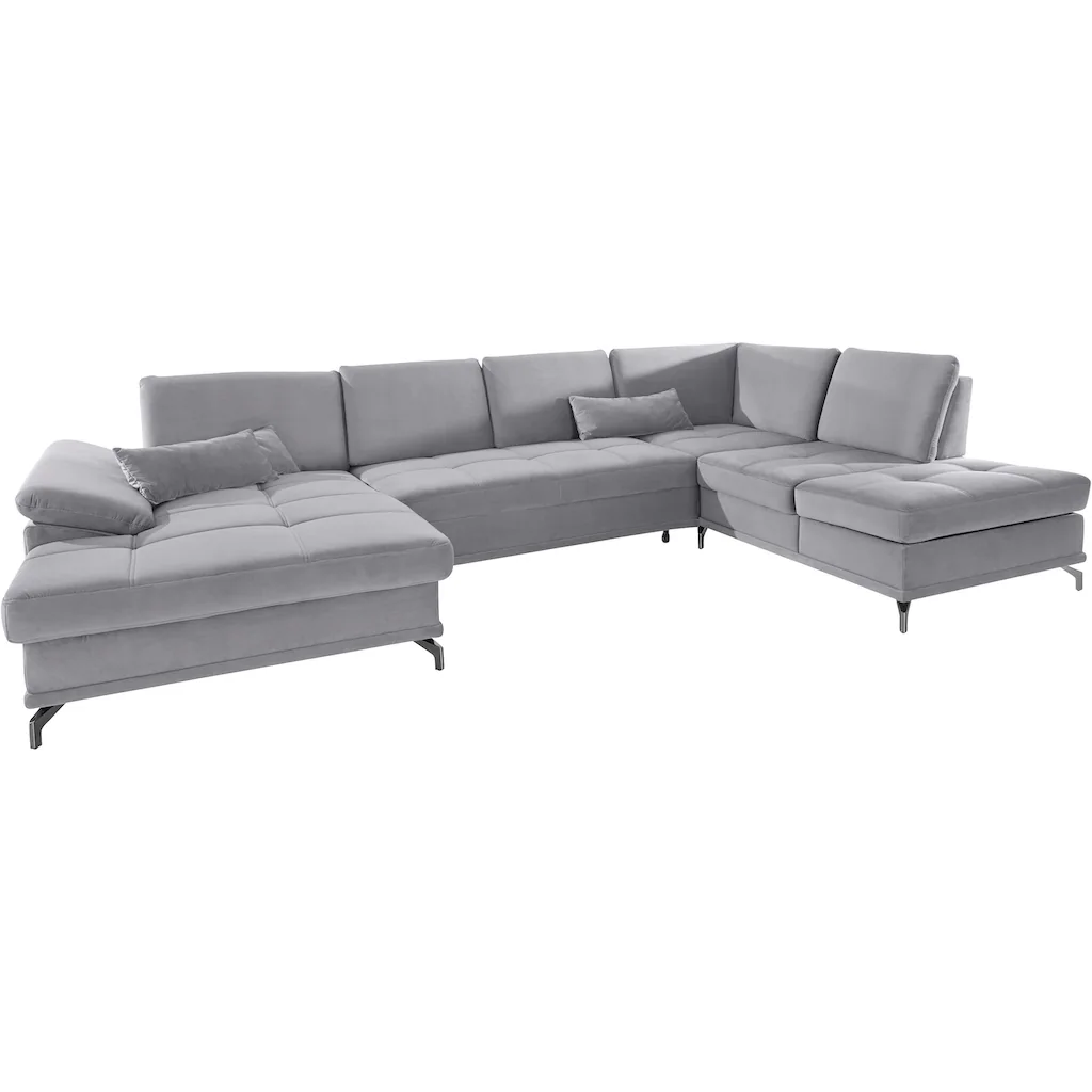 Places of Style Wohnlandschaft »Costello U-Form mit Sitztiefenverstellung Armteilverstellung und« 3 Nierenkissen optional Bettfunktion und Bettkasten kaufen Räumungsverkauf