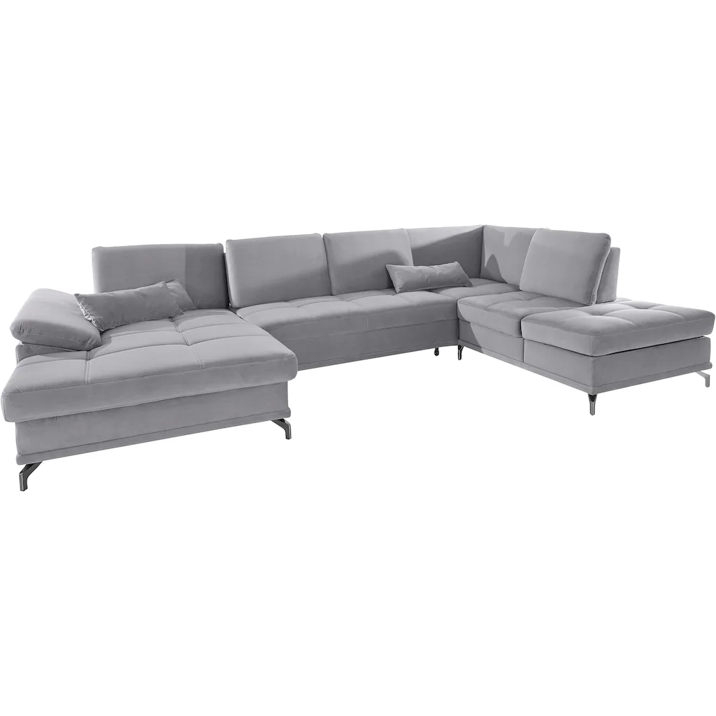 Places of Style Wohnlandschaft »Costello U-Form mit Sitztiefenverstellung Armteilverstellung und« 3 Nierenkissen optional Bettfunktion und Bettkasten kaufen Räumungsverkauf