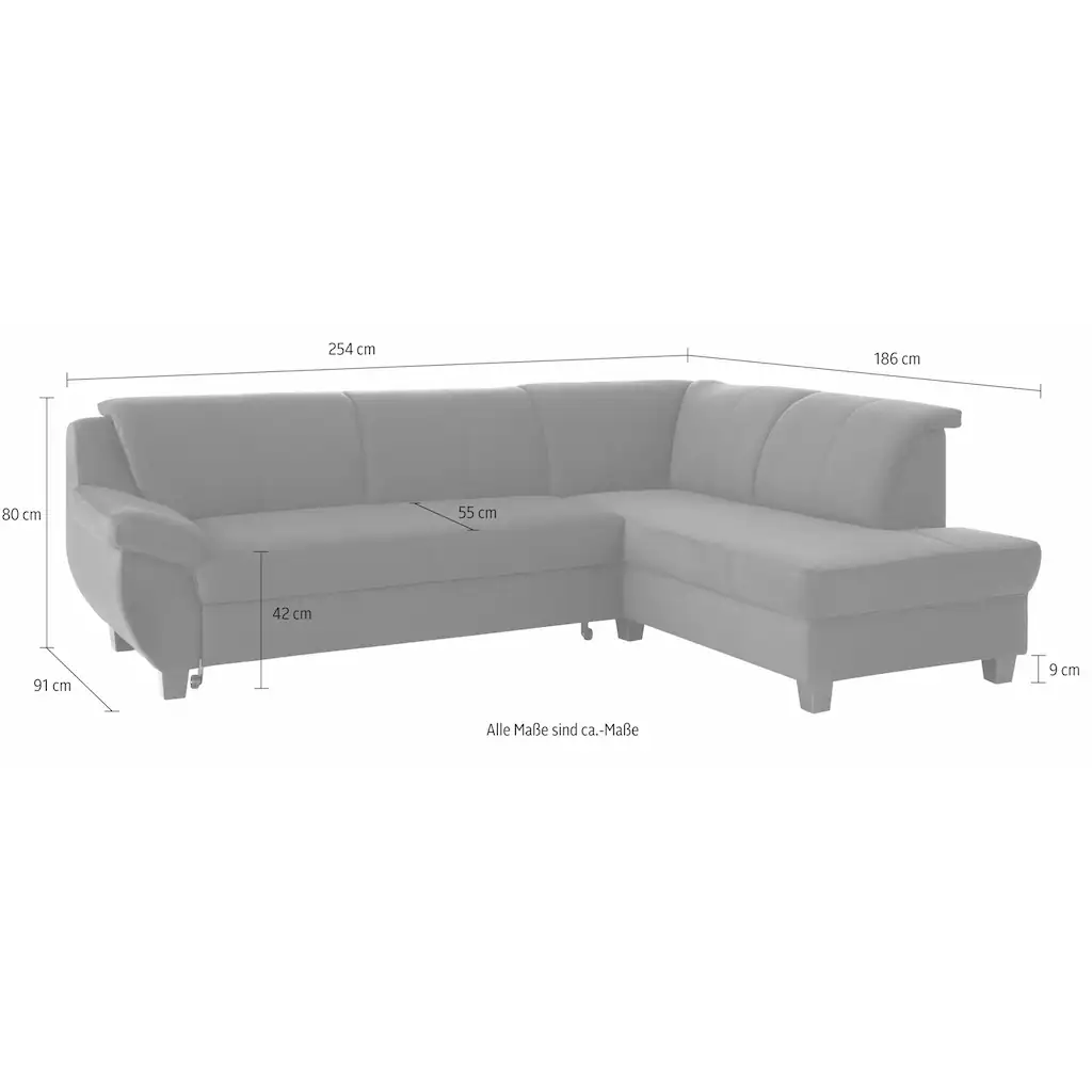 Home affaire Ecksofa »Yesterday« Wahlweise mit Bettfunktion Tägliche Deals