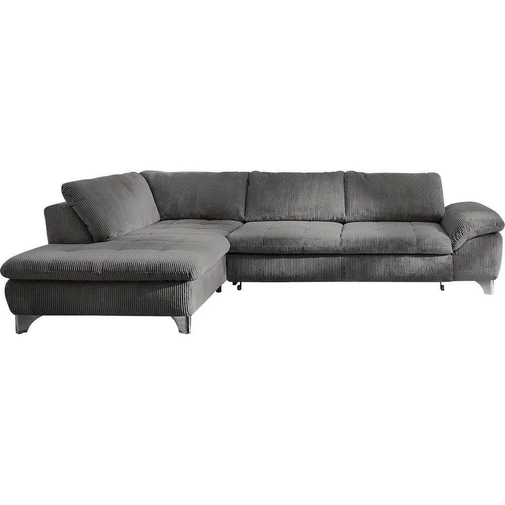 Die PlanBar Ecksofa »MP-IN14007 L-Form« wahlweise mit Bettfunktion und verstellbaren Kopfstützen in Cord kaufen