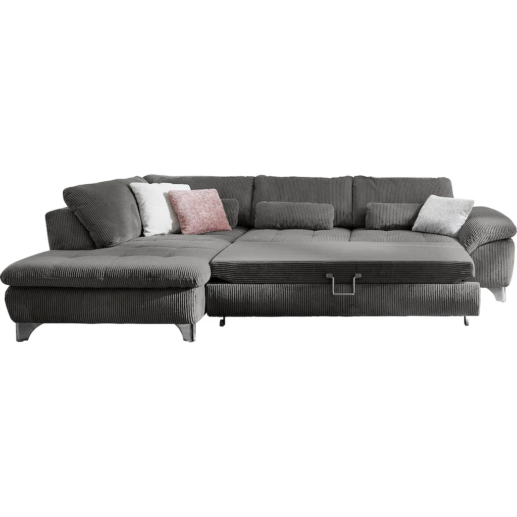 Die PlanBar Ecksofa »MP-IN14007 L-Form« wahlweise mit Bettfunktion und verstellbaren Kopfstützen in Cord kaufen Wochenangebot