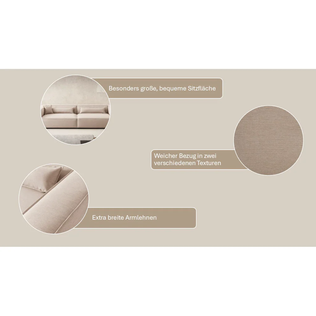 LeGer Home by Lena Gercke 3-Sitzer »PIARA XXL Sofa mit Kedernaht Big-Sofa in Cord oder Leinenoptik« schwarze Füße bequemer Sitzkomfort extra tiefe Sitzfläche kaufen Letzte 2 Tage